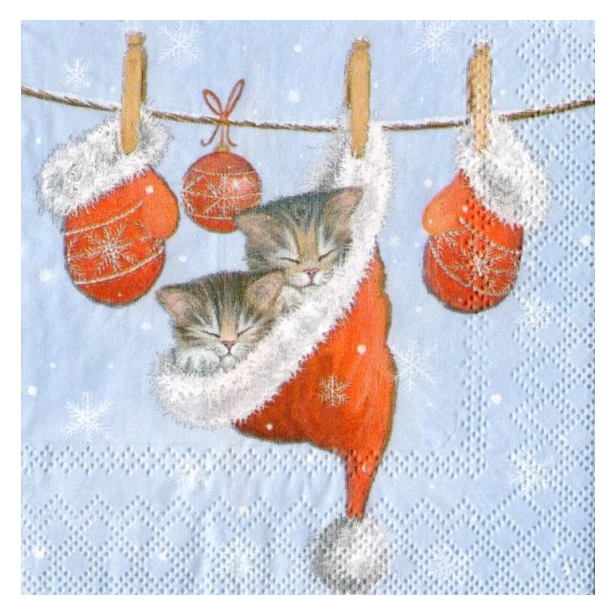 Serwetka - Świąteczne kotki