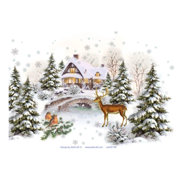 Papier ryżowy A4 AistCraft - Boże Narodzenie, Zimowy Widok