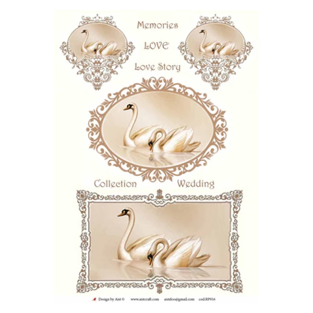 Papier ryżowy A4 AistCraft - Łabędzie, Napisy