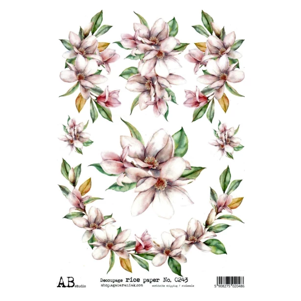 Papier ryżowy A4 - Kwiaty, Magnolie