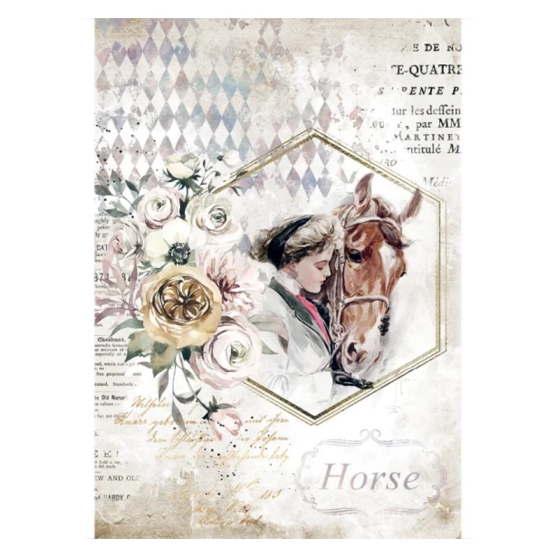 Papier ryżowy A4 - ROMANTIC HORSES DZIEWCZYNKA I