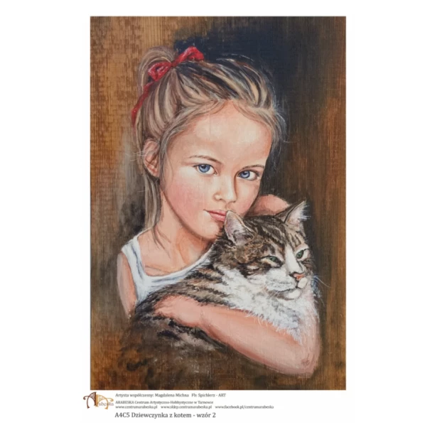 PAPIER RYŻOWY A4 - Dziewczynka z kotem