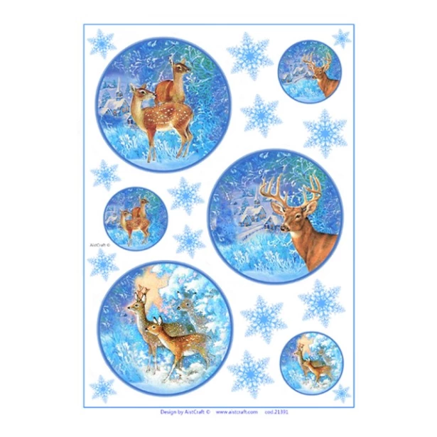Papier ryżowy A4 AistCraft - Boże Narodzenie, Zimowe Zwierzęta, Świąteczne obrazki