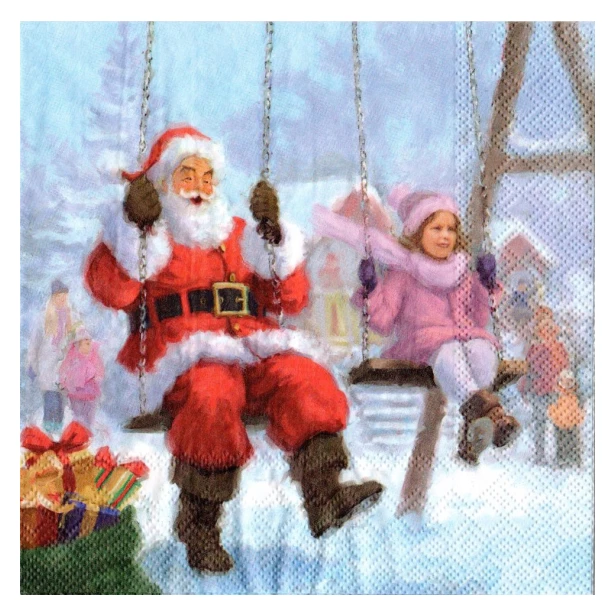 Serwetka  - Święty Mikołaj, dziewczynka