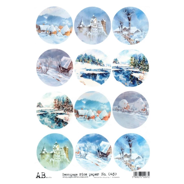 Papier ryżowy A4 - Boże Narodzenie, Zimowe Widoki