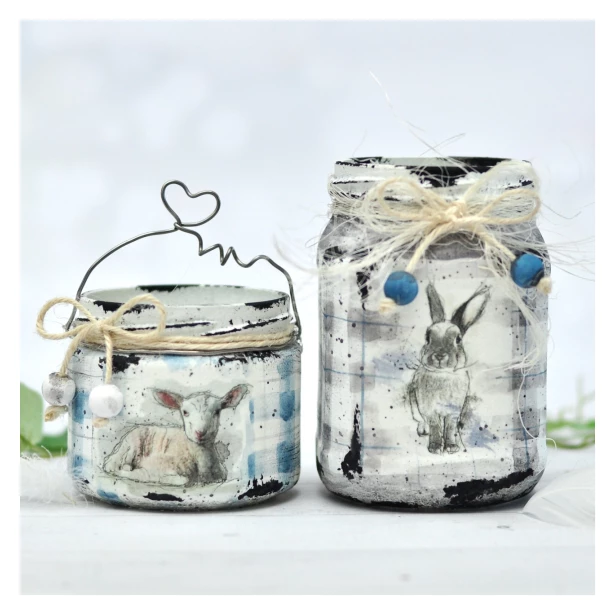 Zestaw papierów ryżowych 14,8x14,8cm Różowe kratki, Misie, Maskotki, Zabawki, Laleczki