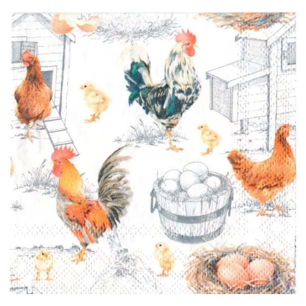 Serwetka mała - Kury, farma