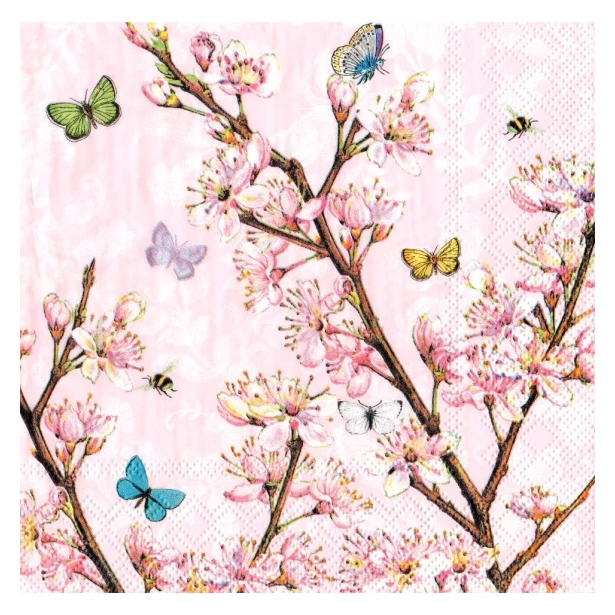 Serwetka mała - Motyle, gałązki, kwiaty