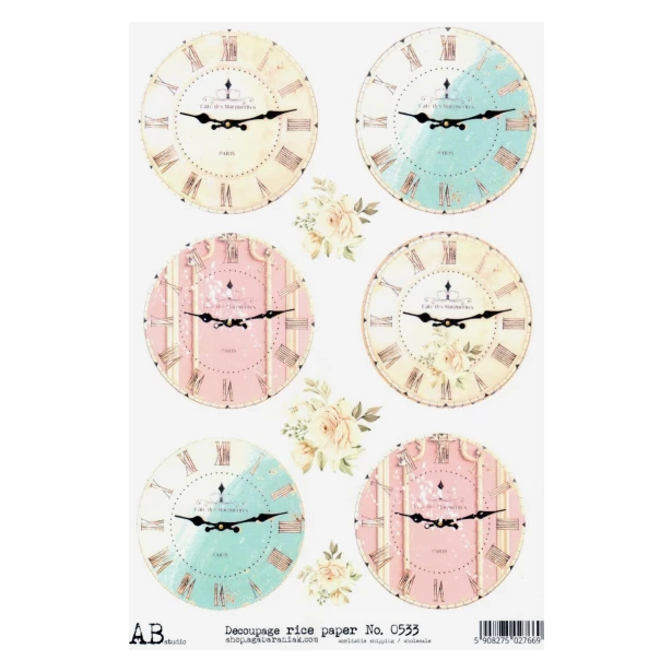 Papier ryżowy A4 - Zegary Vintage