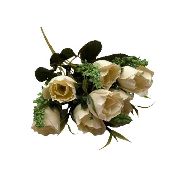 Bukiet kremowe róże sztuczne kwiaty 28cm 8 sztuk
