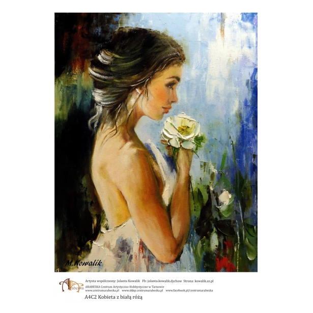 PAPIER RYŻOWY A4 - Kobieta z białą różą