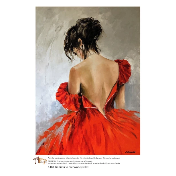 PAPIER RYŻOWY A4 - Kobieta w czerwonej sukni