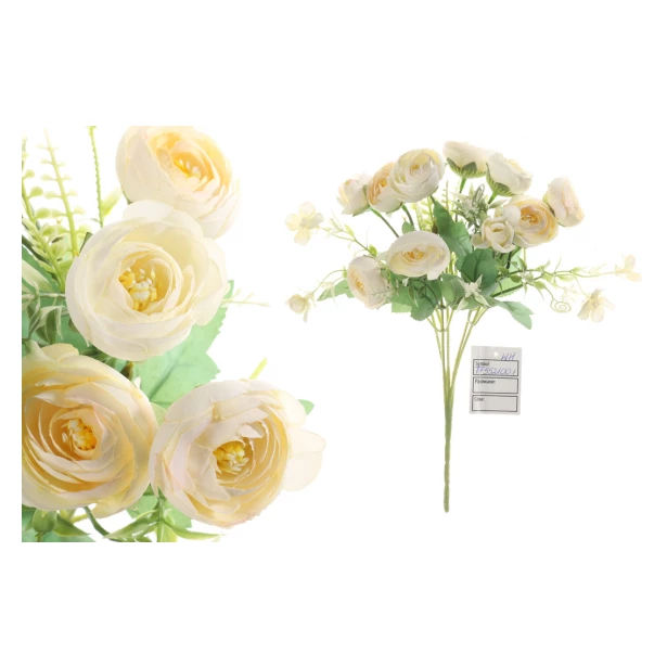 Bukiet mieszany Róże ECRU - sztuczne kwiaty 29cm
