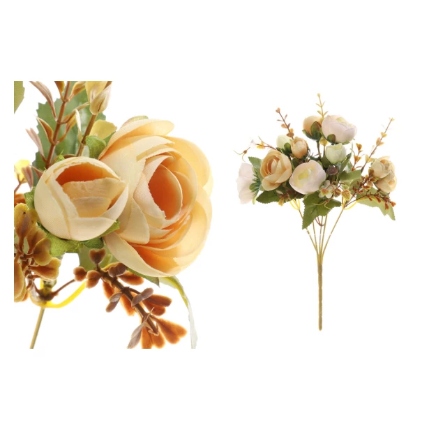 Bukiet mieszany Róże ECRU I HERBACIANE - sztuczne kwiaty 29cm