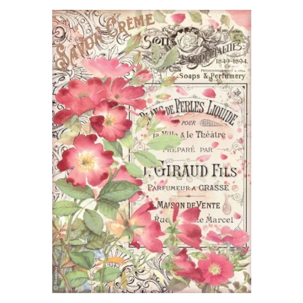 Papier ryżowy A4 - ROSE PARFUM SAVON CREME