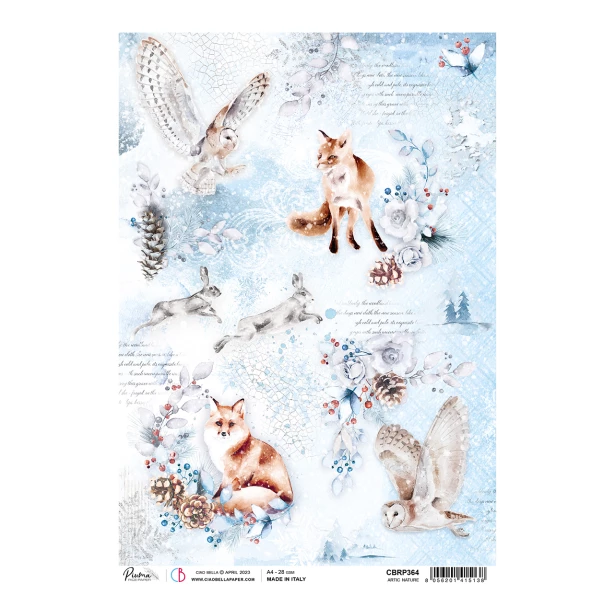 Papier ryżowy A4 CIAO BELLA - Zwierzęta zimowe, Kwiaty