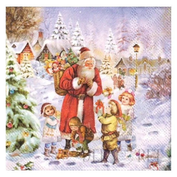 Serwetka mała - Święty Mikołaj, dzieci