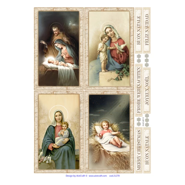 Papier ryżowy A4 AistCraft - Boże Narodzenie, narodziny, Jezus