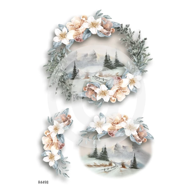 Papier ryżowy A4 - Boże Narodzenie, widoki, kwiaty, wianek