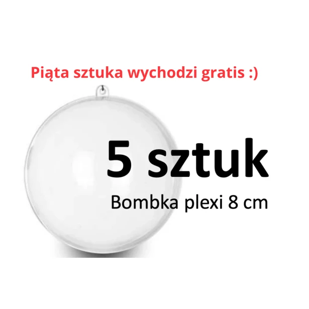 Bombka plexi składana do decoupage  fi 8 cm - zestaw 5 sztuk