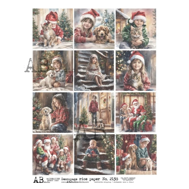 Papier ryżowy A4 - Boże Narodzenie, Zimowy Widok , Dzieci