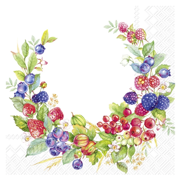 Serwetka - Wianek, kwiaty, owoce