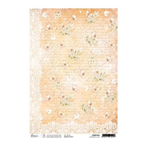 Papier ryżowy A4 CIAO BELLA - motyle, kwiatki, napisy, tło