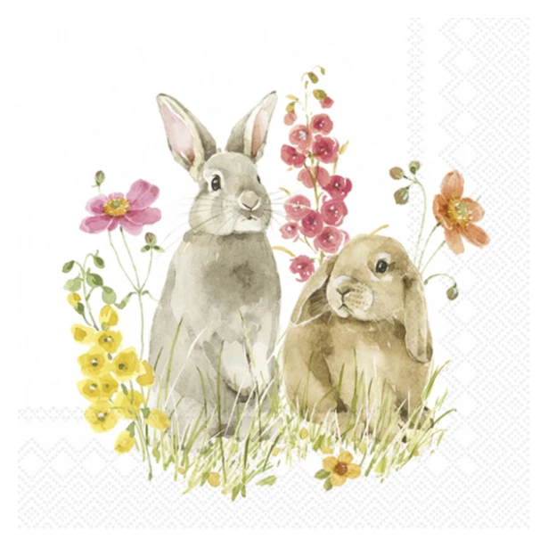 Serwetka mała - zajączek, króliczek, kwiatki, wielkanoc