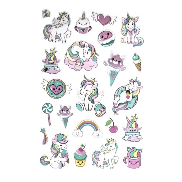 Metaliczne Naklejki 3D - Jednorożce 23szt