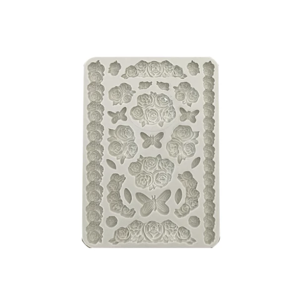 FOREMKA SILIKONOWA STAMPERIA A5 - SHABBY ROSE, RÓŻE, MOTYLKI