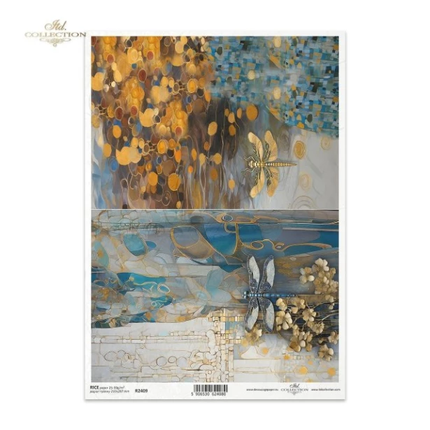 Papier ryżowy A4 - Tło, ważka