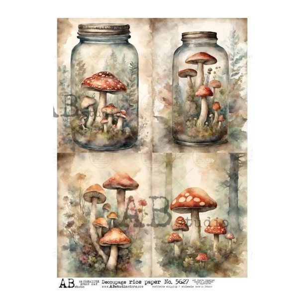 PAPIER RYŻOWY  A4 - Grzyby, muchomory, las