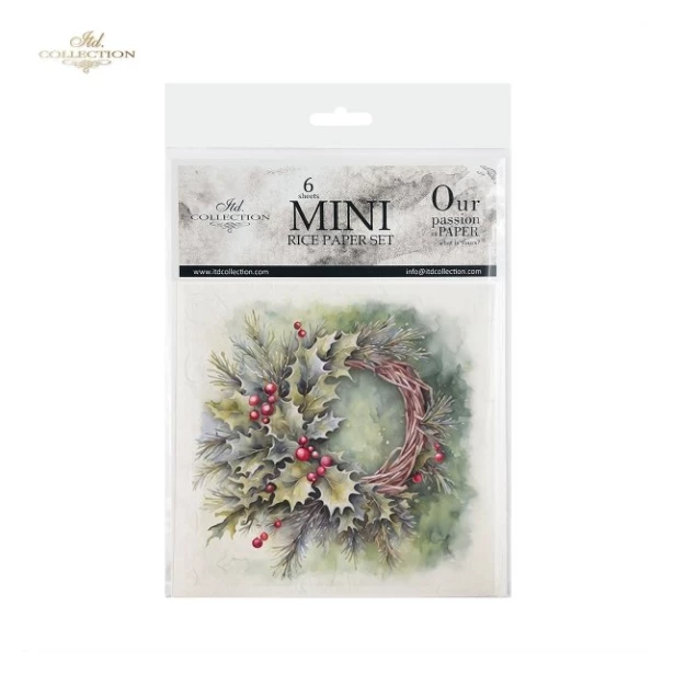 Zestaw papierów ryżowych 14,8x14,8cm świąteczne wianki