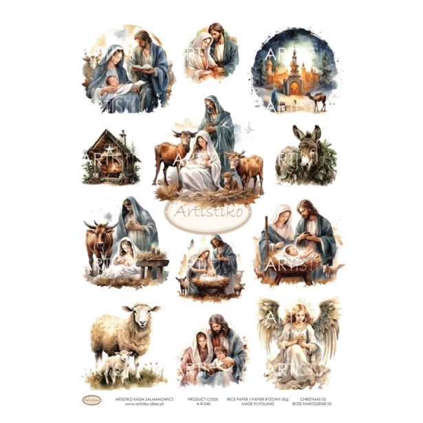 Papier ryżowy A4 - Boże Narodzenie, Stajenka