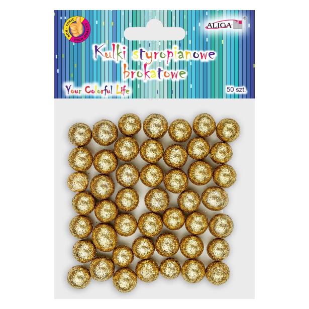 Kulki styropianowe 10mm brokatowe ZŁOTE 50szt