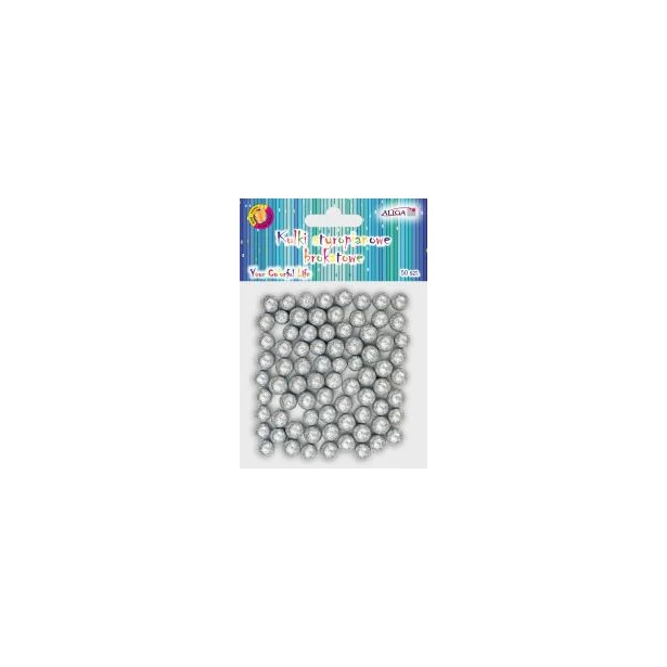 Kulki styropianowe 10mm brokatowe SREBRNE 50szt