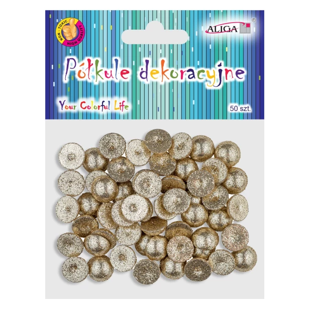 Mini półkule brokatowe 13mm ZŁOTE 50szt