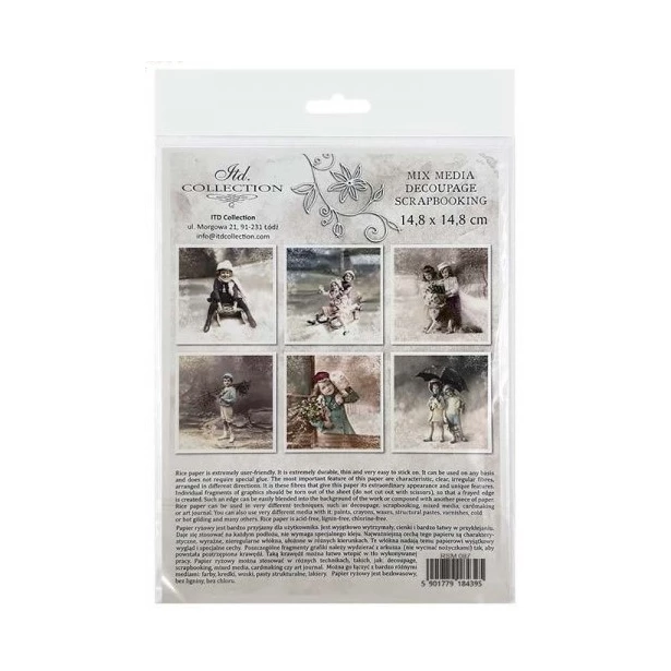 Zestaw papierów ryżowych 14,8x14,8cm Boże narodzenie, dziewczynki