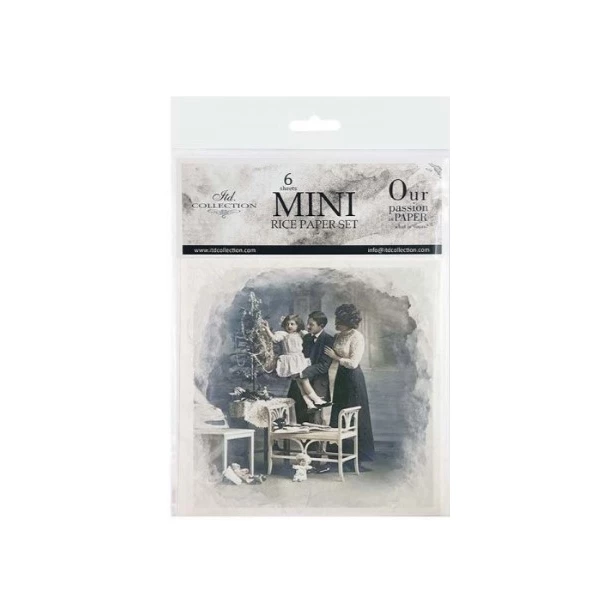 Zestaw papierów ryżowych 14,8x14,8cm Boże narodzenie, choinka, rodzina