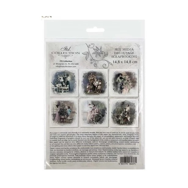 Zestaw papierów ryżowych 14,8x14,8cm Boże narodzenie, choinka, rodzina