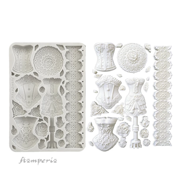 FOREMKA SILIKONOWA STAMPERIA A5 - OLD LACE MANEKINY I GORSETY
