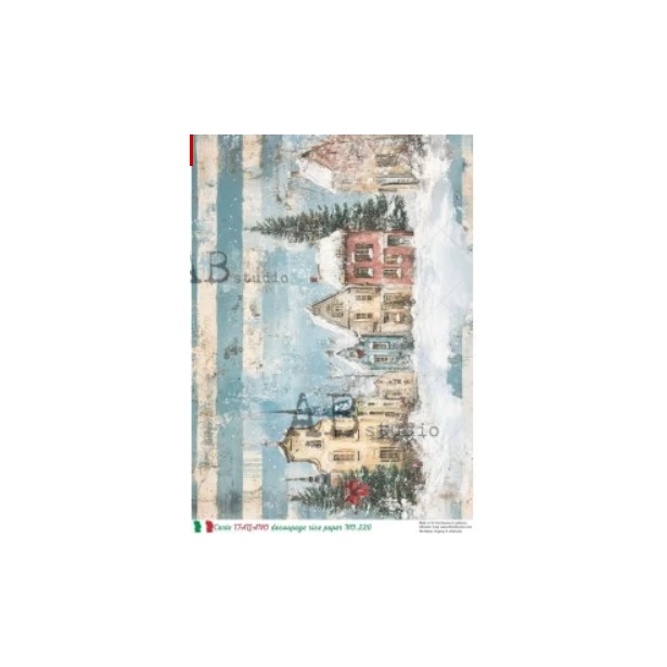 Papier ryżowy A4 - Boże narodzenie, domki, widok