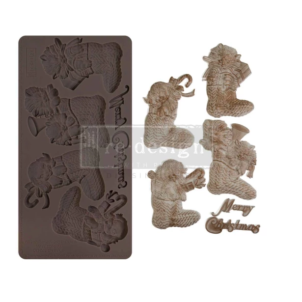 PRIMA-FOREMKA SILIKONOWA 25x13 TWINKLE PAWS, ŚWIĄTECZNE SKARPETY