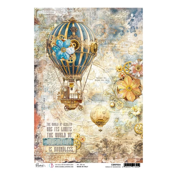 Papier ryżowy A4 CIAO BELLA - World of imagination, balon, napisy