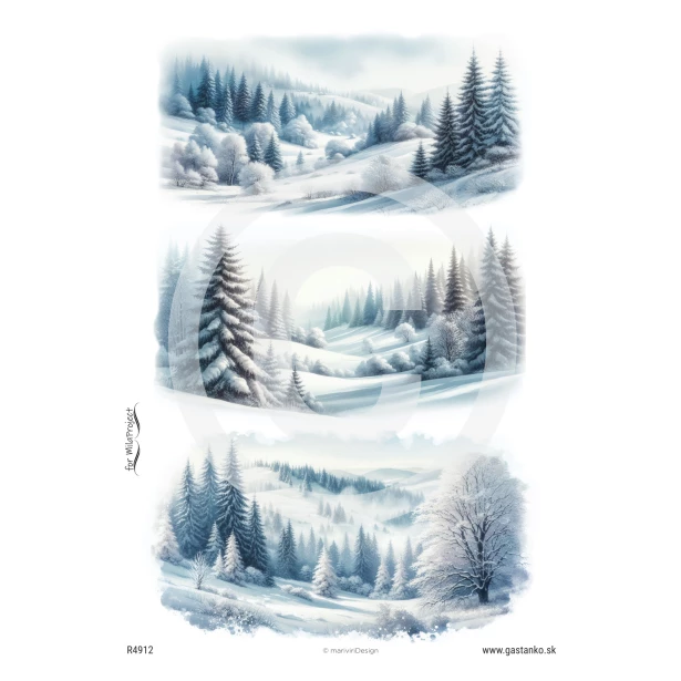 PAPIER RYŻOWY A4 - Boże Narodzenie, widok, zima