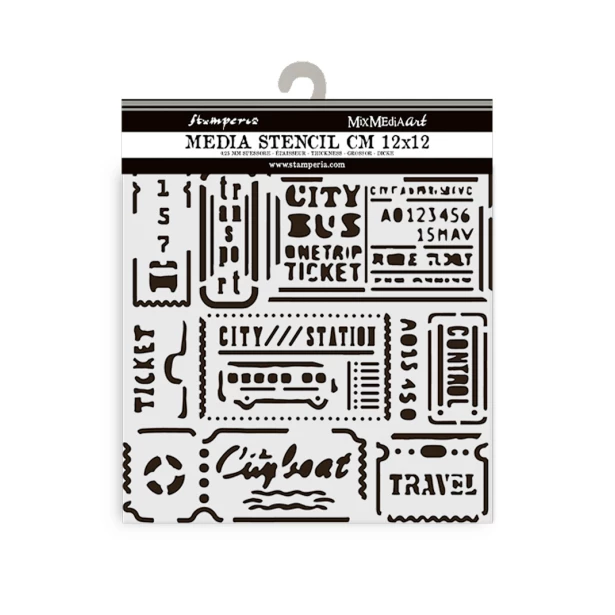 STAMPERIA SZABLON 3D 12X12cm ART OF TRAVELLING BILETY