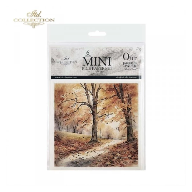 Zestaw papierów ryżowych 14,8x14,8cm  widok jesień, liście