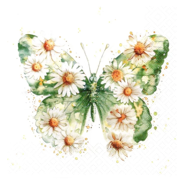 Serwetka  - Motyl, kwiaty