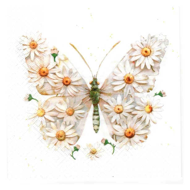 Serwetka  - Motyl, kwiaty