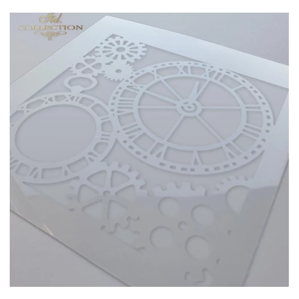 Szablon maska 16x16cm - Zegar, mechanizm